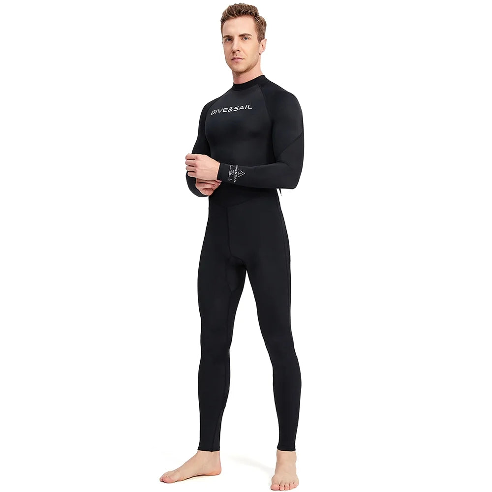 Men One Piece Swimsuit with Back Zipper Quick Dry Long Sleeve Surf Suit H1233