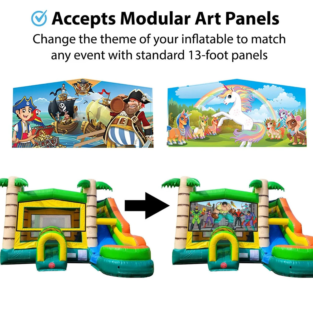 Tropical Inflatable Water Slide Bounce House Combo with Blower D382910