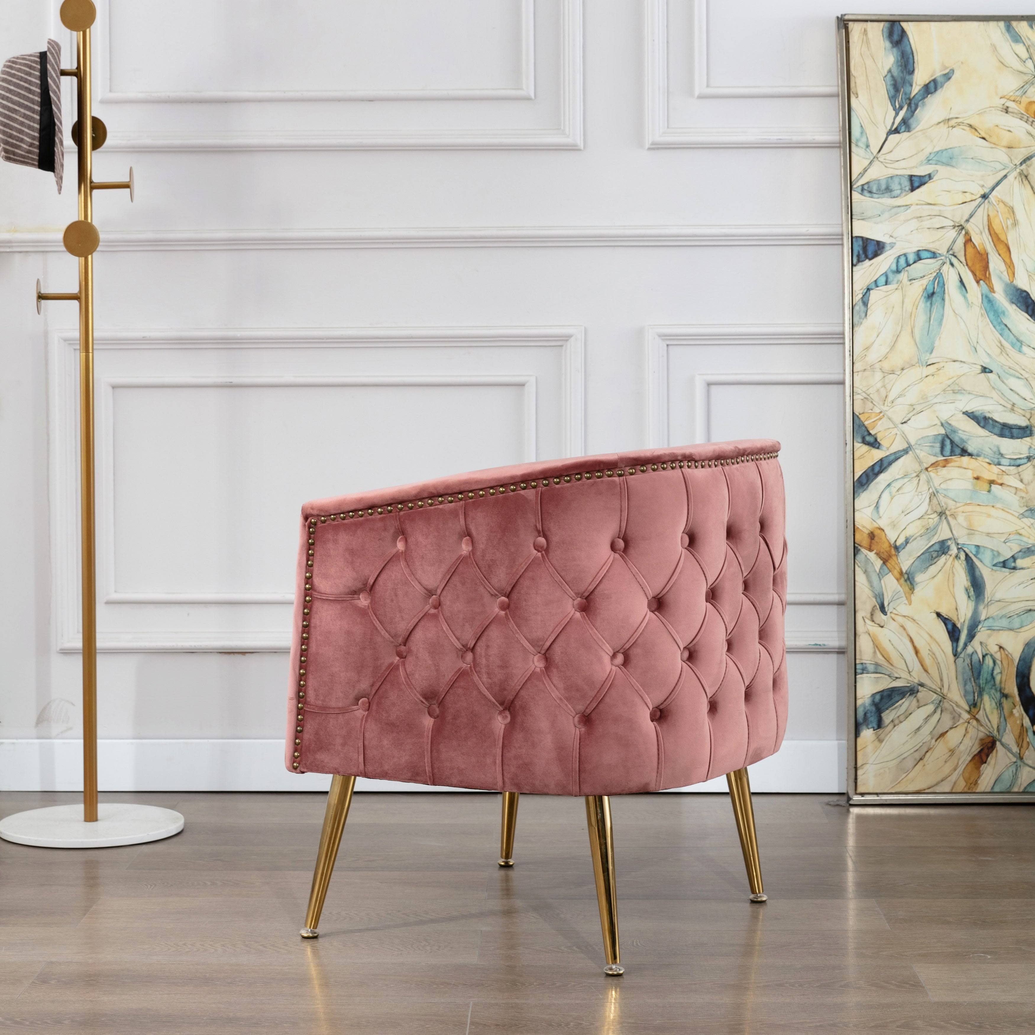 Orange Velvet Curved Back Barrel Accent Chair L92194