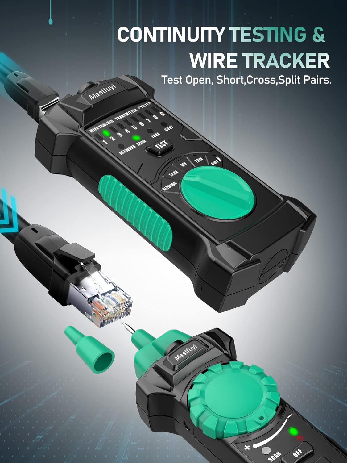 RJ11 RJ45 Network Cable Tester with Earphone, Pack of 2 C3911