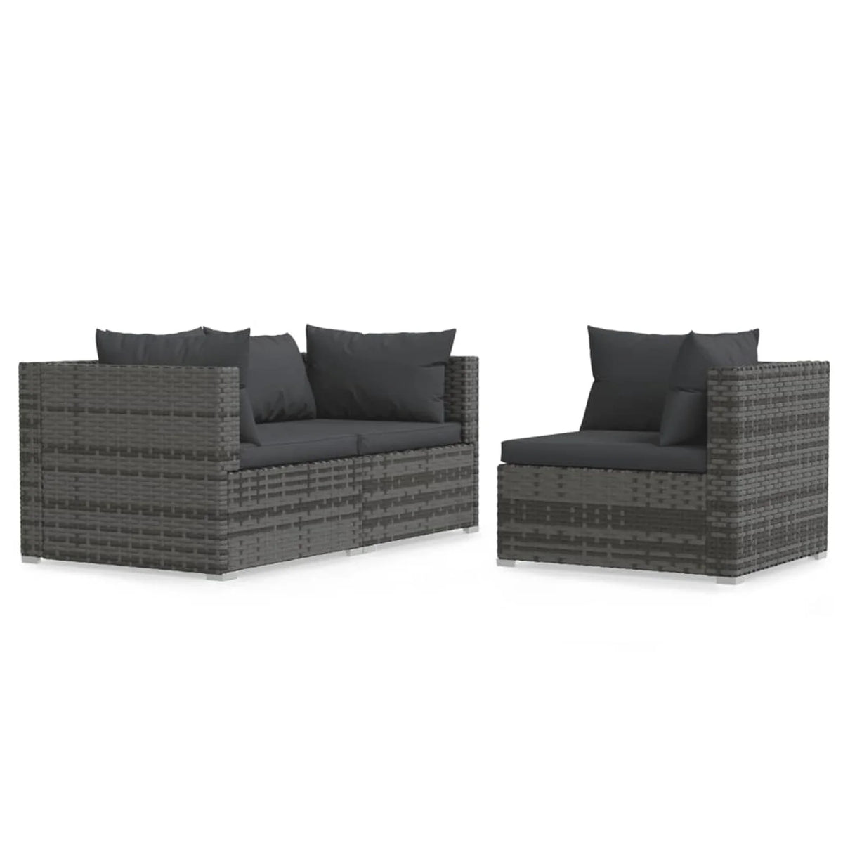3 Piece Gray Poly Rattan Corner Sofa Set with Cushions X5815