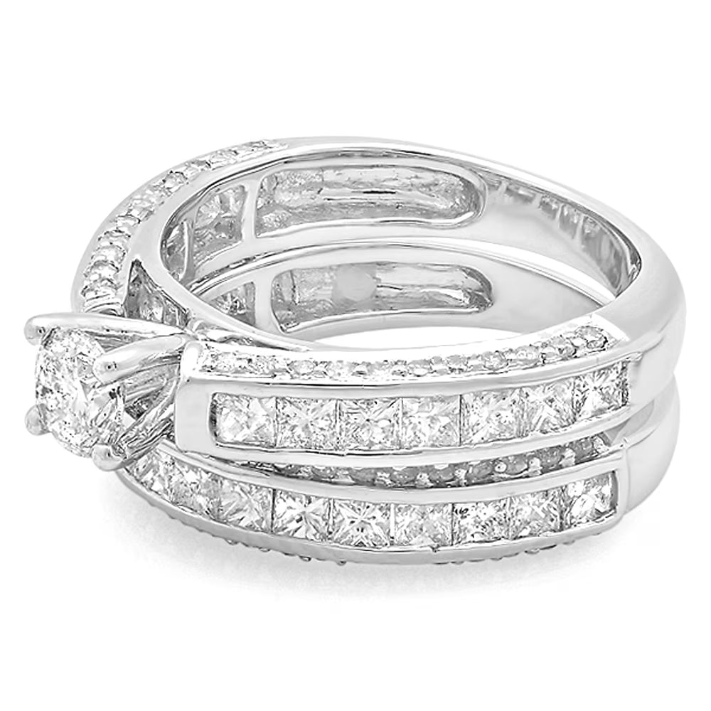 14k White Gold Diamond Bridal Engagement Ring Set S577