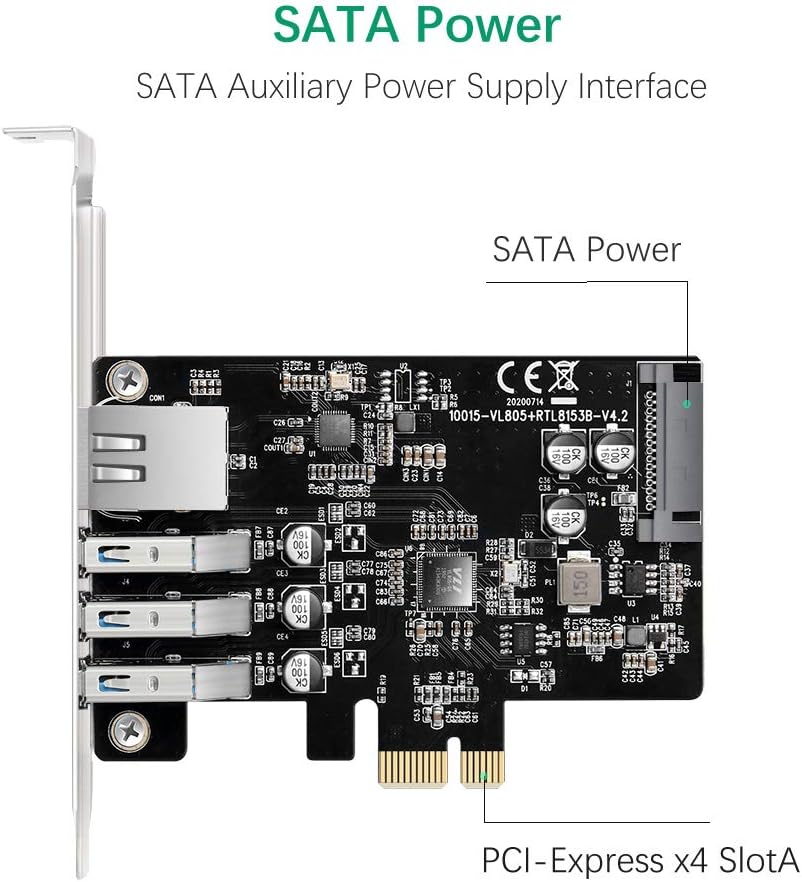 3 Ports PCI Express USB 3.0 Card with Gigabit Ethernet Ports B8230