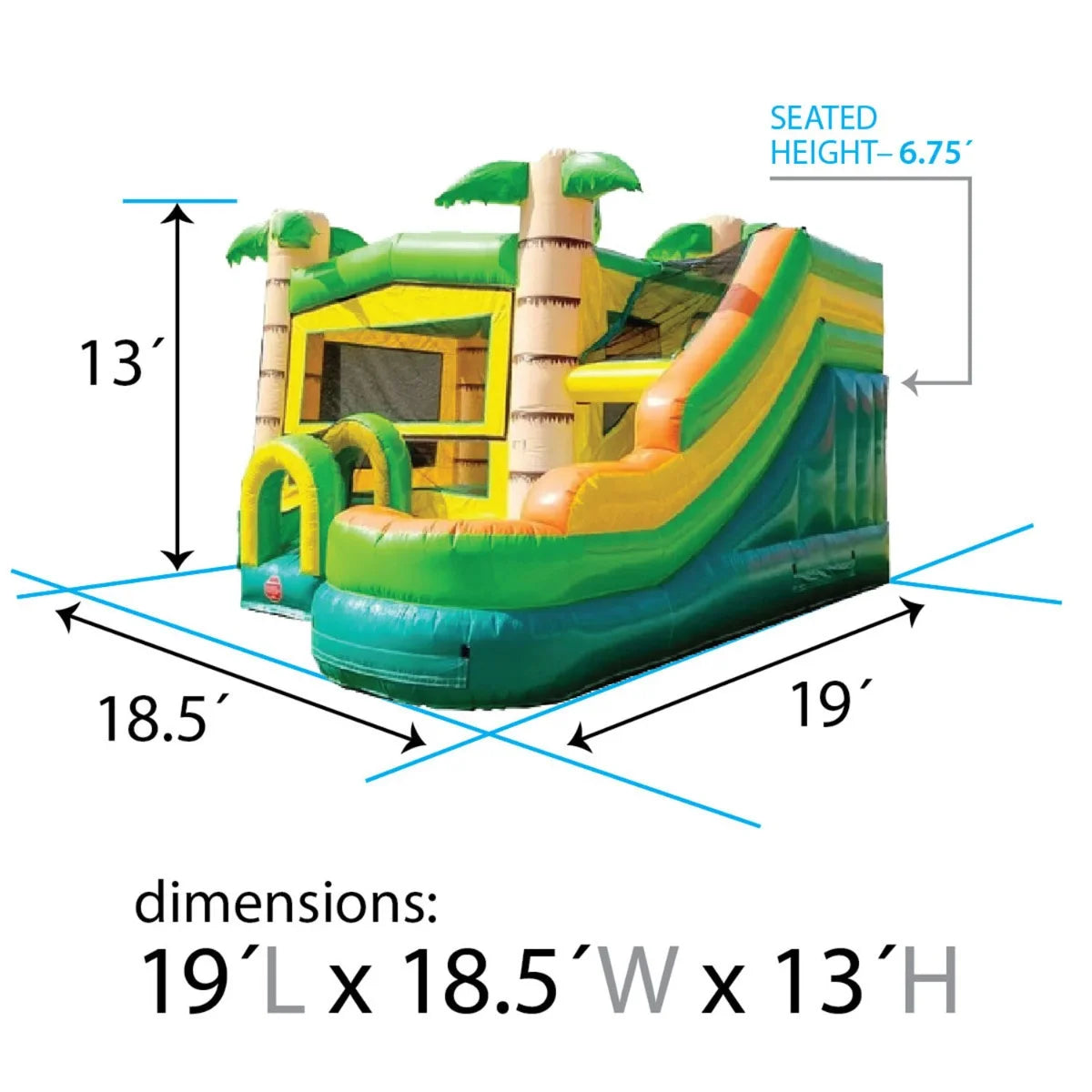 Tropical Inflatable Water Slide Bounce House Combo with Blower D382910