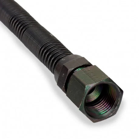 12" Low-Visibility Black Stainless Steel Gas Fireplace Connector, 1/2" MIP x 1/2" FIP, 3/8" ID A829