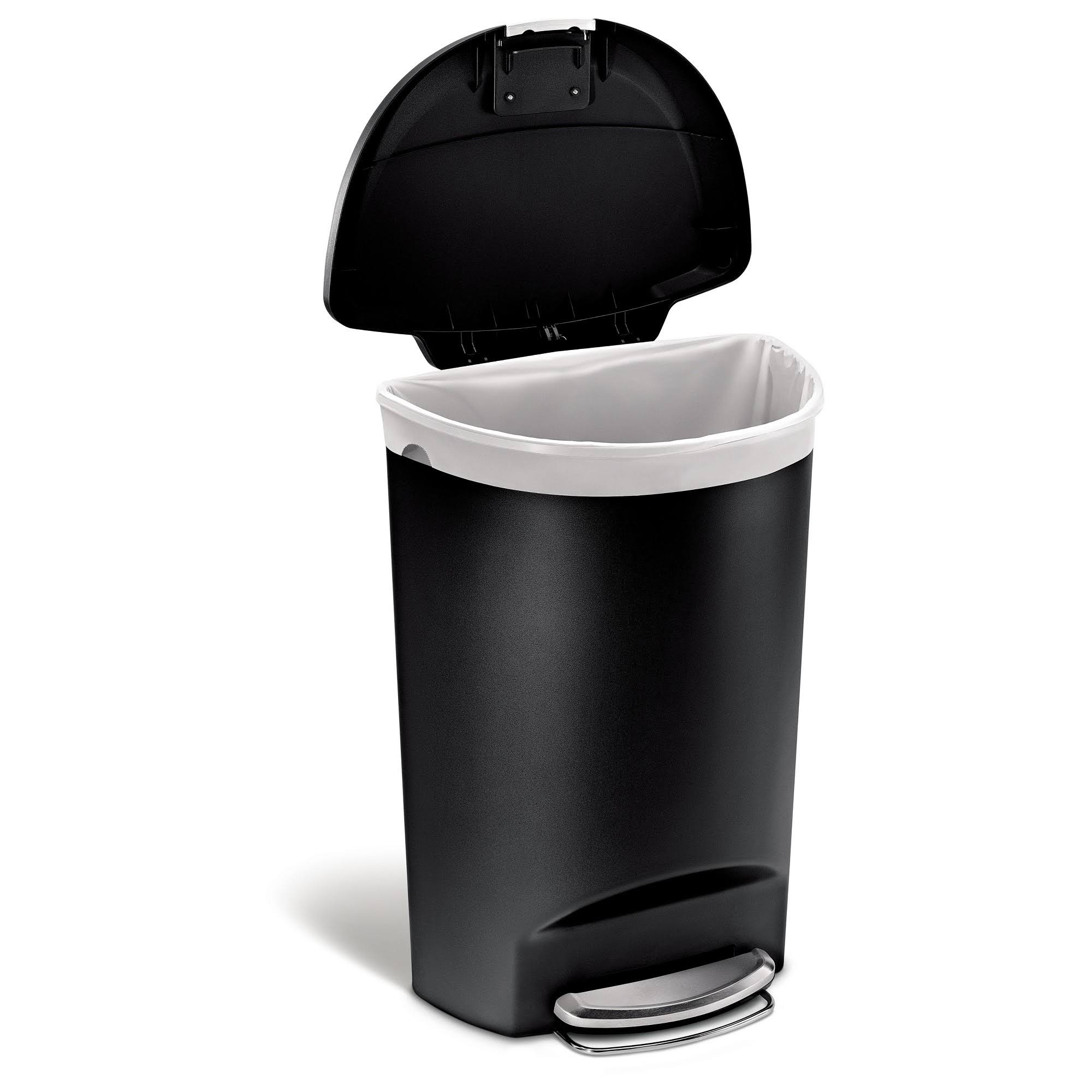 Black Plastic Semi-Round Step Trash Can E40746