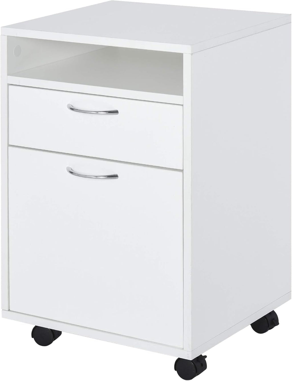 White Mobile File Cabinet with Lockable Drawer J991