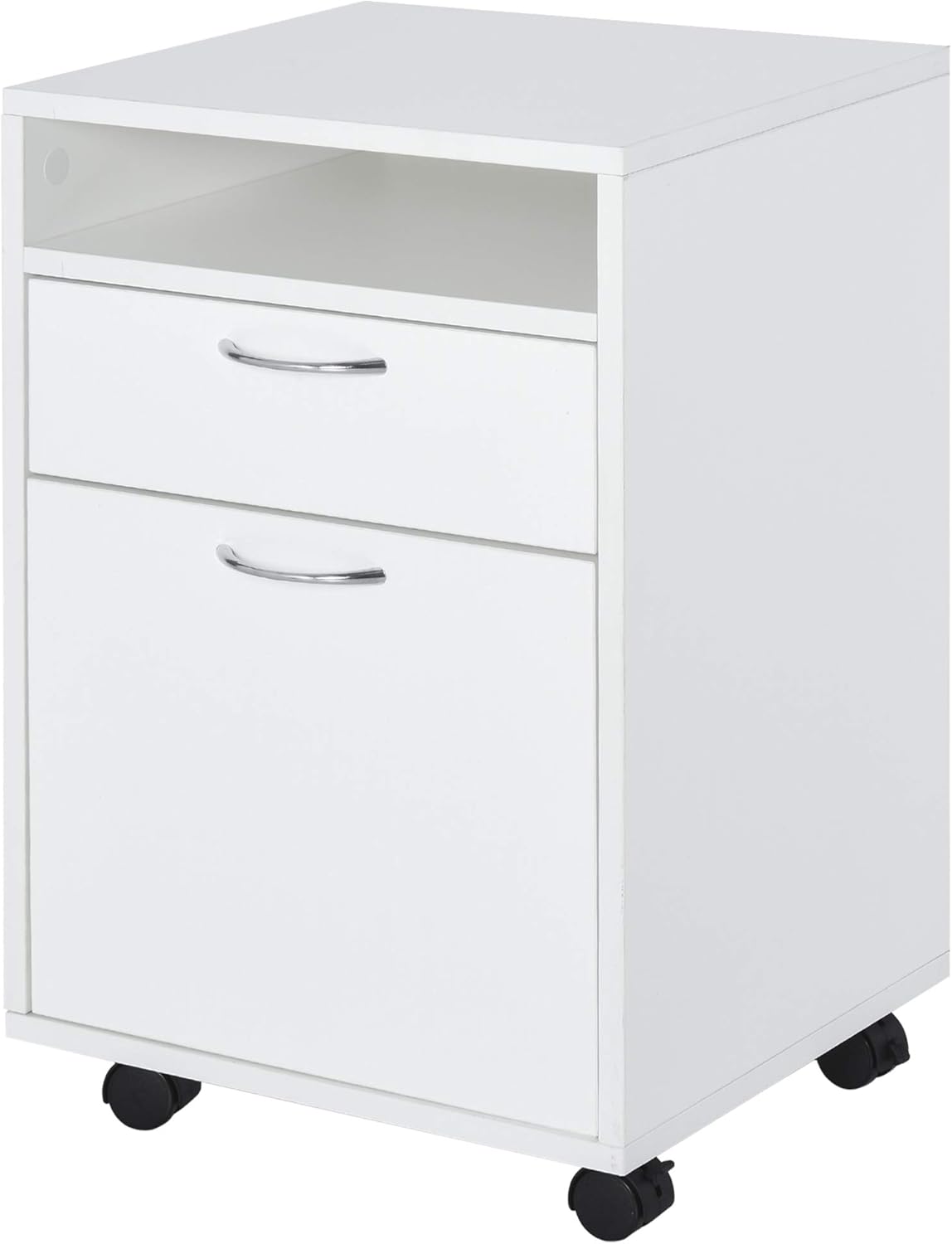 White Mobile File Cabinet with Lockable Drawer J991