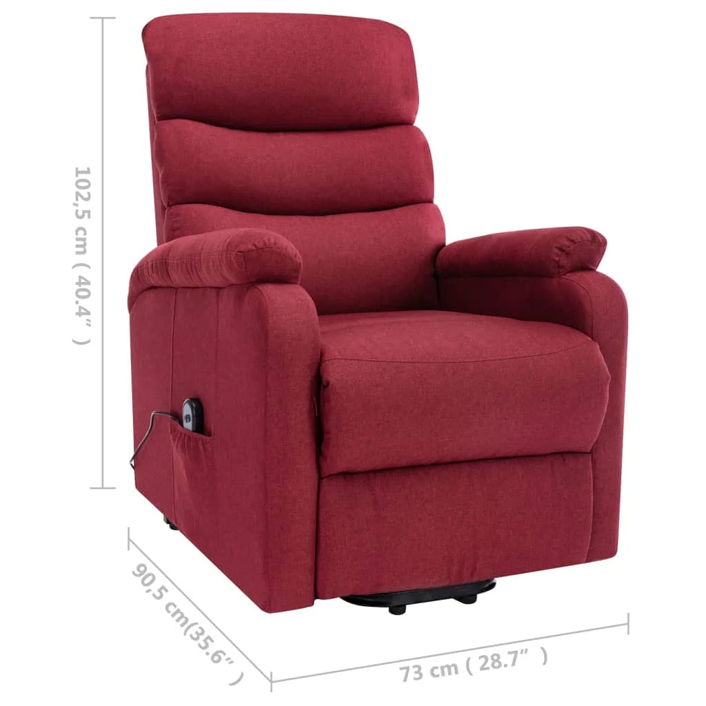Wine Red Fabric Power Lift Massage Recliner W533735