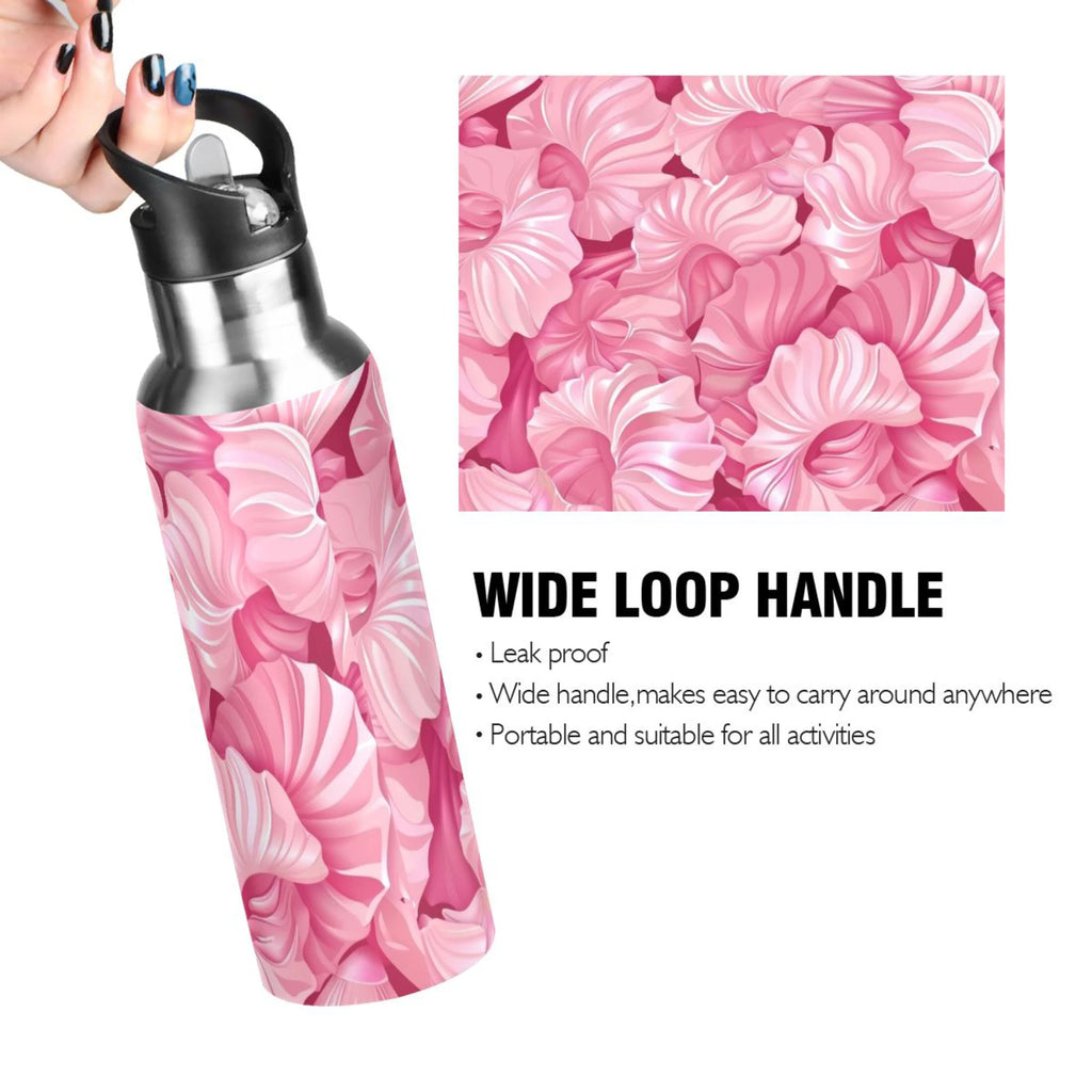 Pink Insulated Stainless Steel Water Bottle with Straw Lid 20 oz N63168