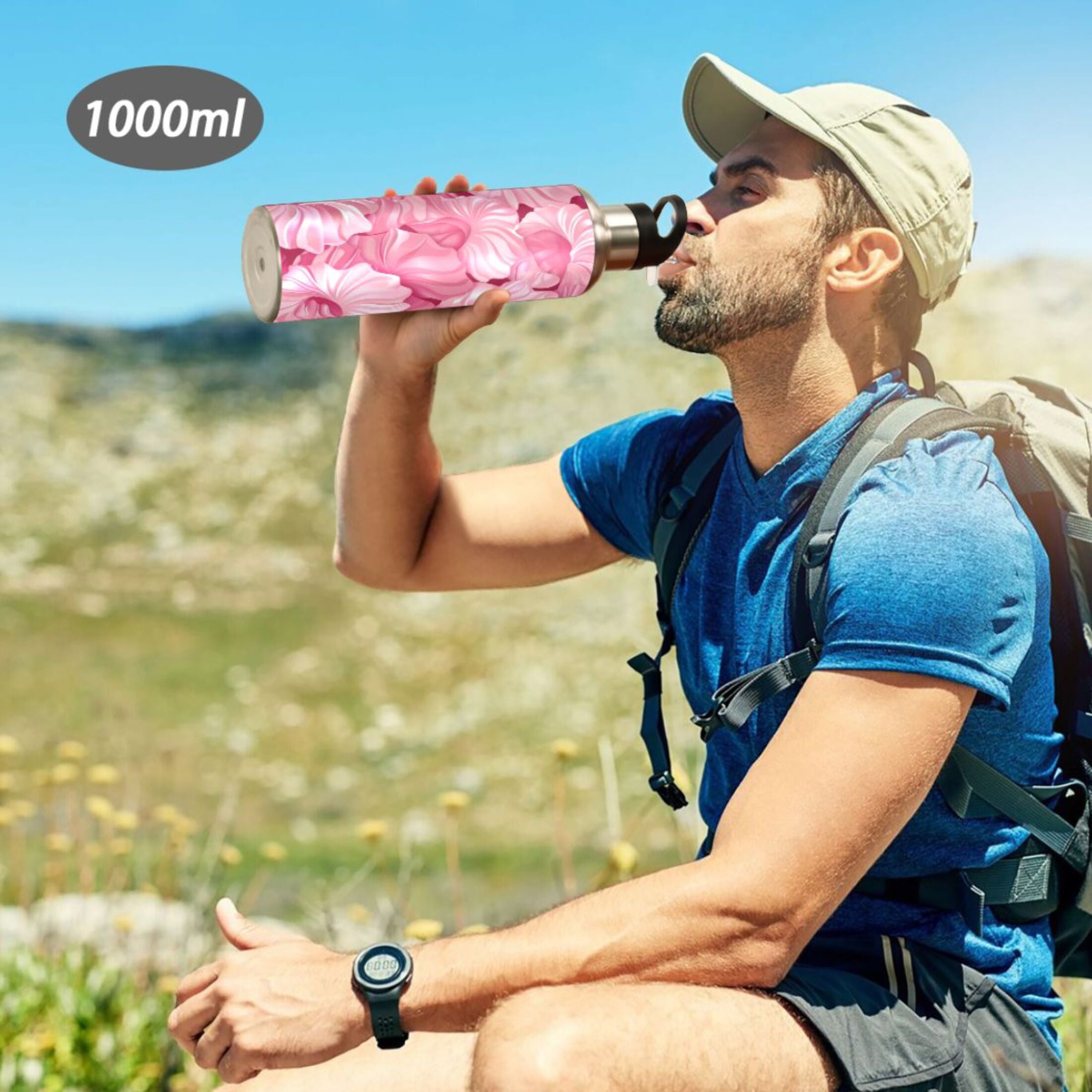 Pink Insulated Stainless Steel Water Bottle with Straw Lid 20 oz N63168