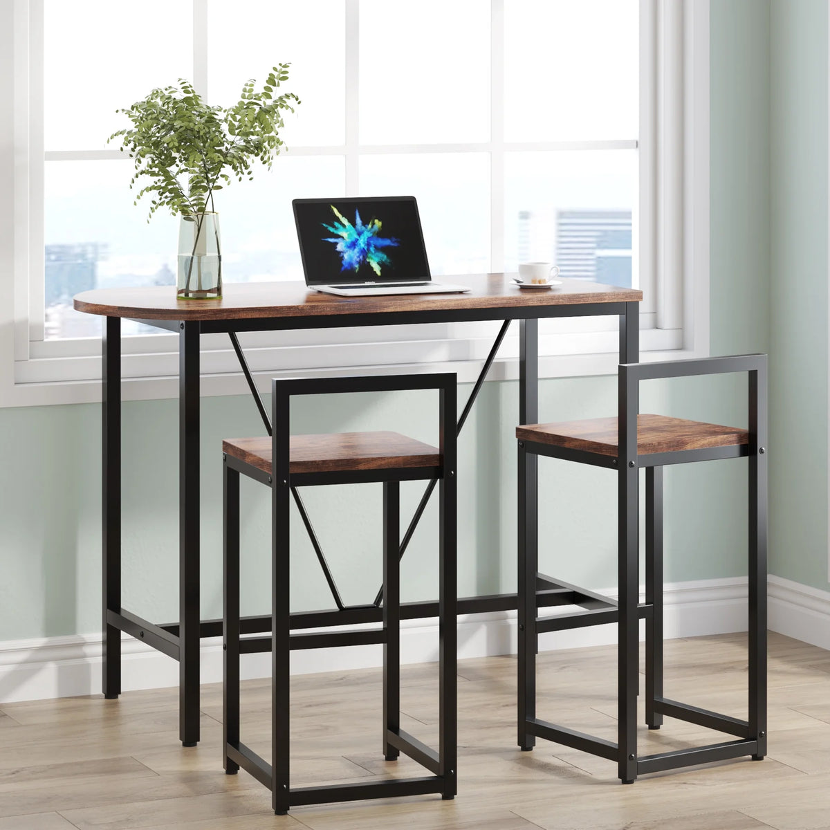 3-Piece Bar Table Set, 39.4 Marble White J9377