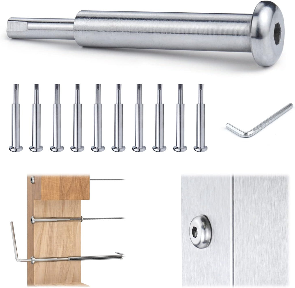 10Pair Cable Railing Kit Invisible 1/8 Swage Tensioner T316 Stainless Steel S662