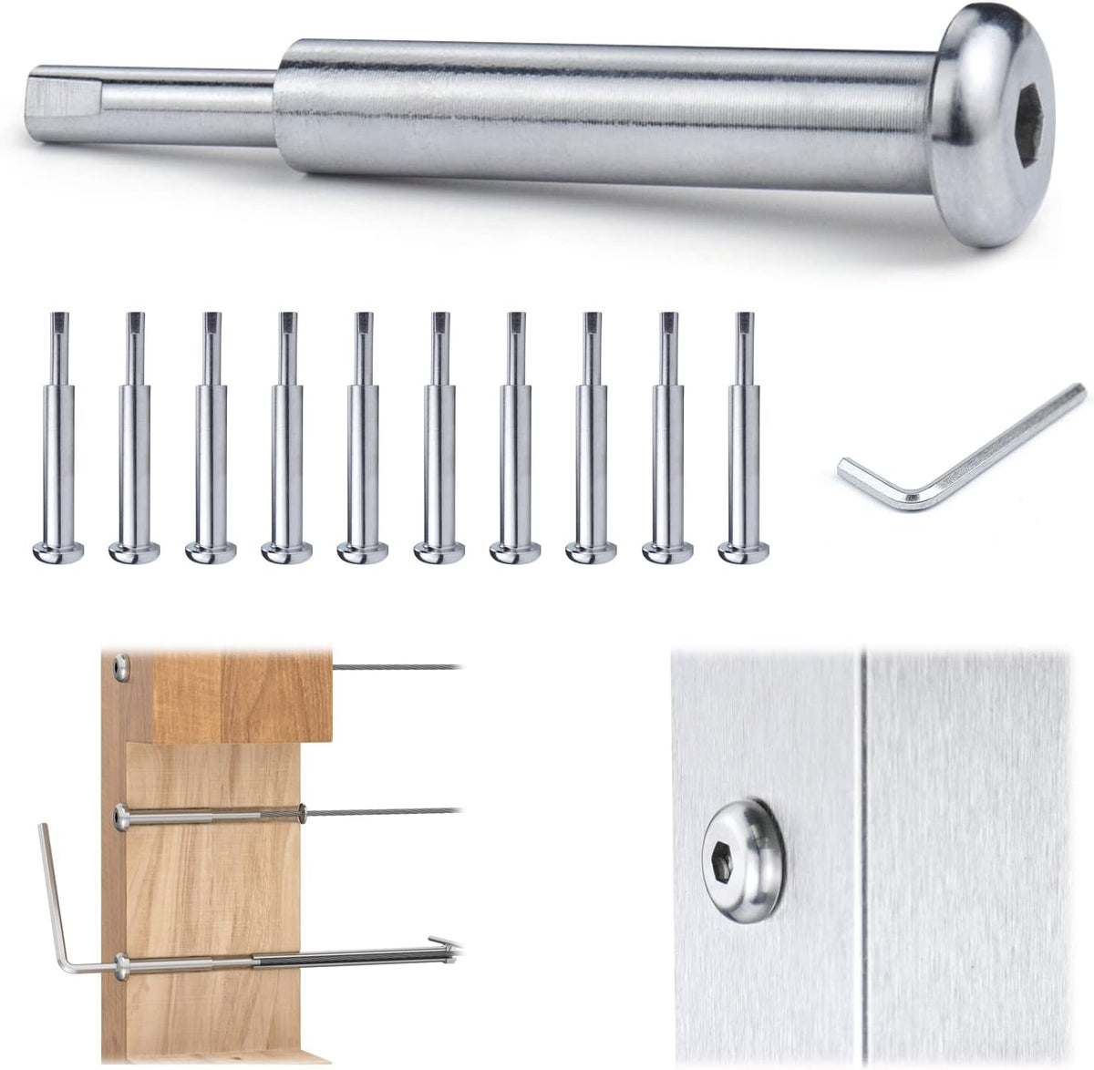 10Pair Cable Railing Kit Invisible 1/8 Swage Tensioner T316 Stainless Steel S662