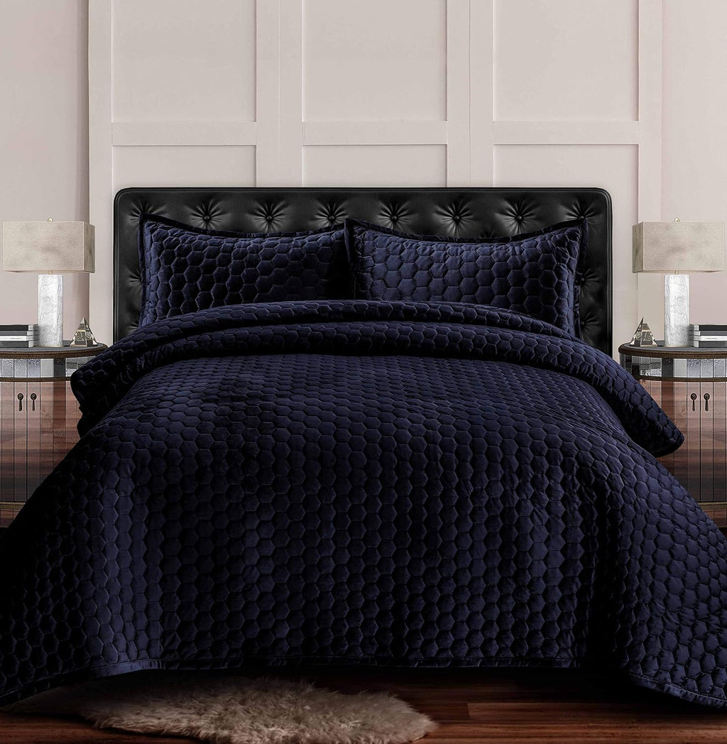 Velvet Oversized Quilt Set, Queen, Camel S93360
