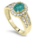 Emerald & Diamond Ring 14K Yellow Gold S626