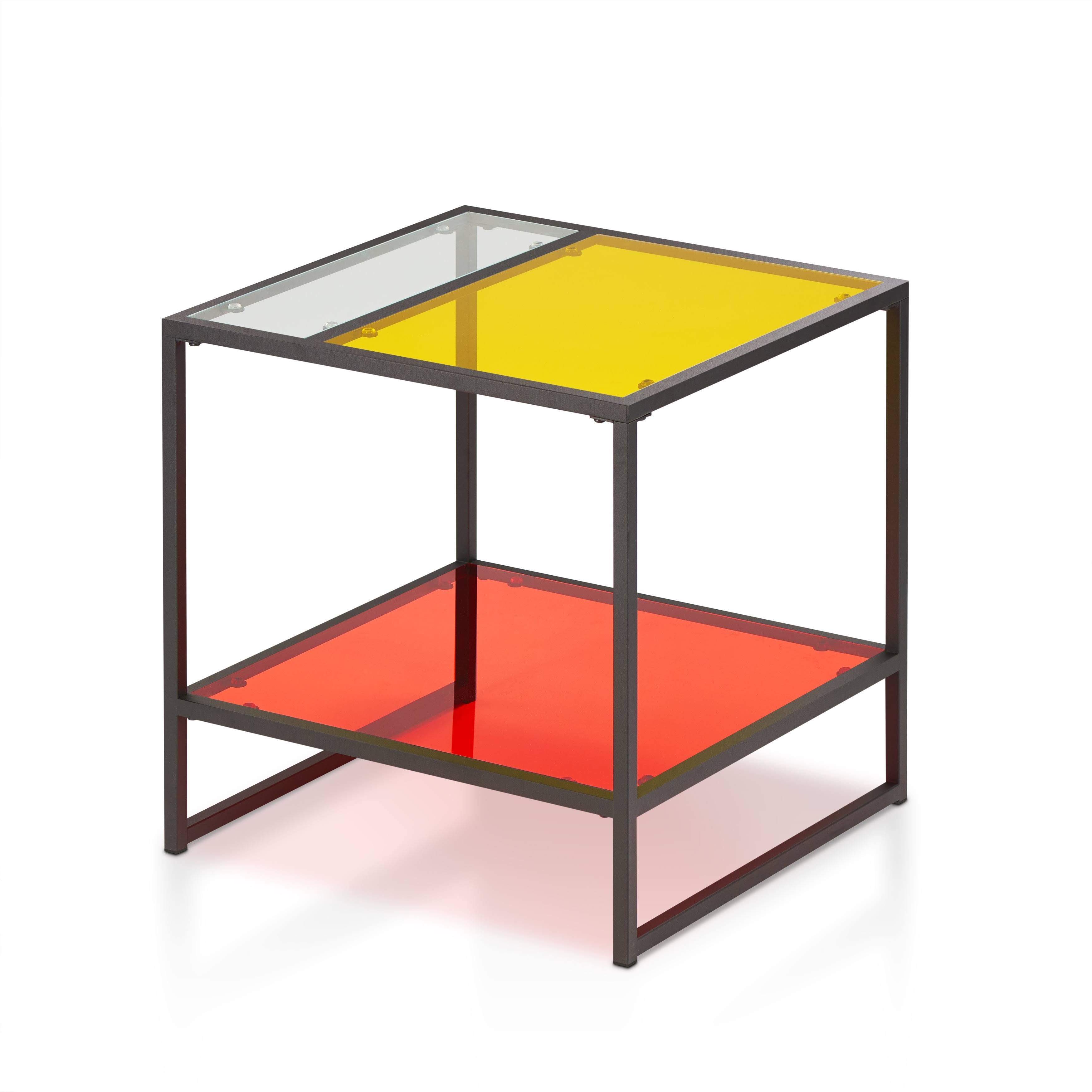 Multi-Color Glass Top End Table S338191