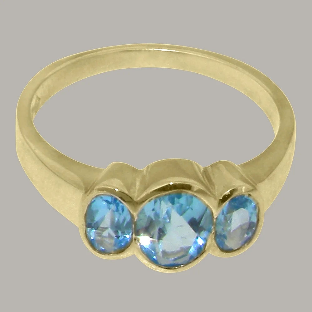 14k Yellow Gold Natural Blue Topaz Womens Ring M598