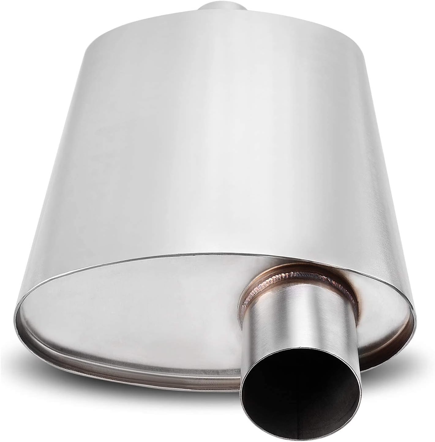 2.5" Inlet/Outlet Stainless Steel Welded Oval Muffler, 19" Overall Length, Pack of 2 H96976