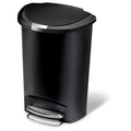 Black Plastic Semi-Round Step Trash Can E40746