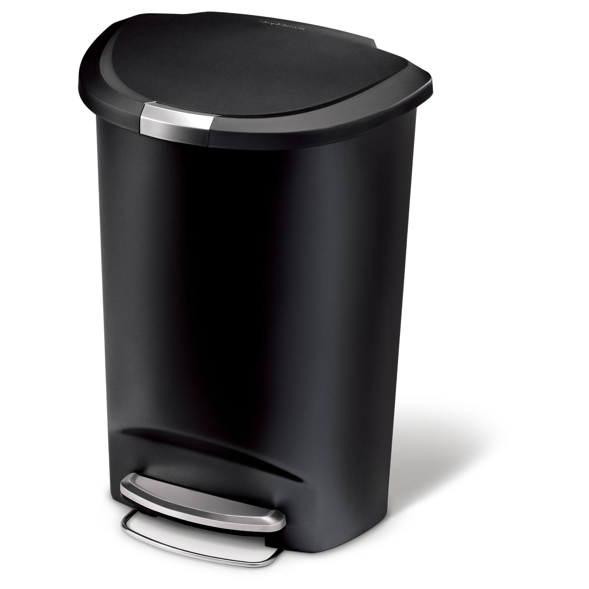Black Plastic Semi-Round Step Trash Can E40746