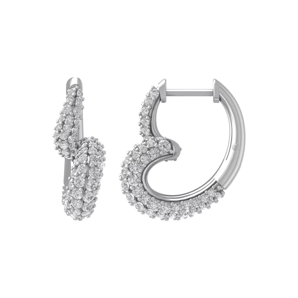 14K White Gold Lab Grown Diamond Hoop Earrings D6217