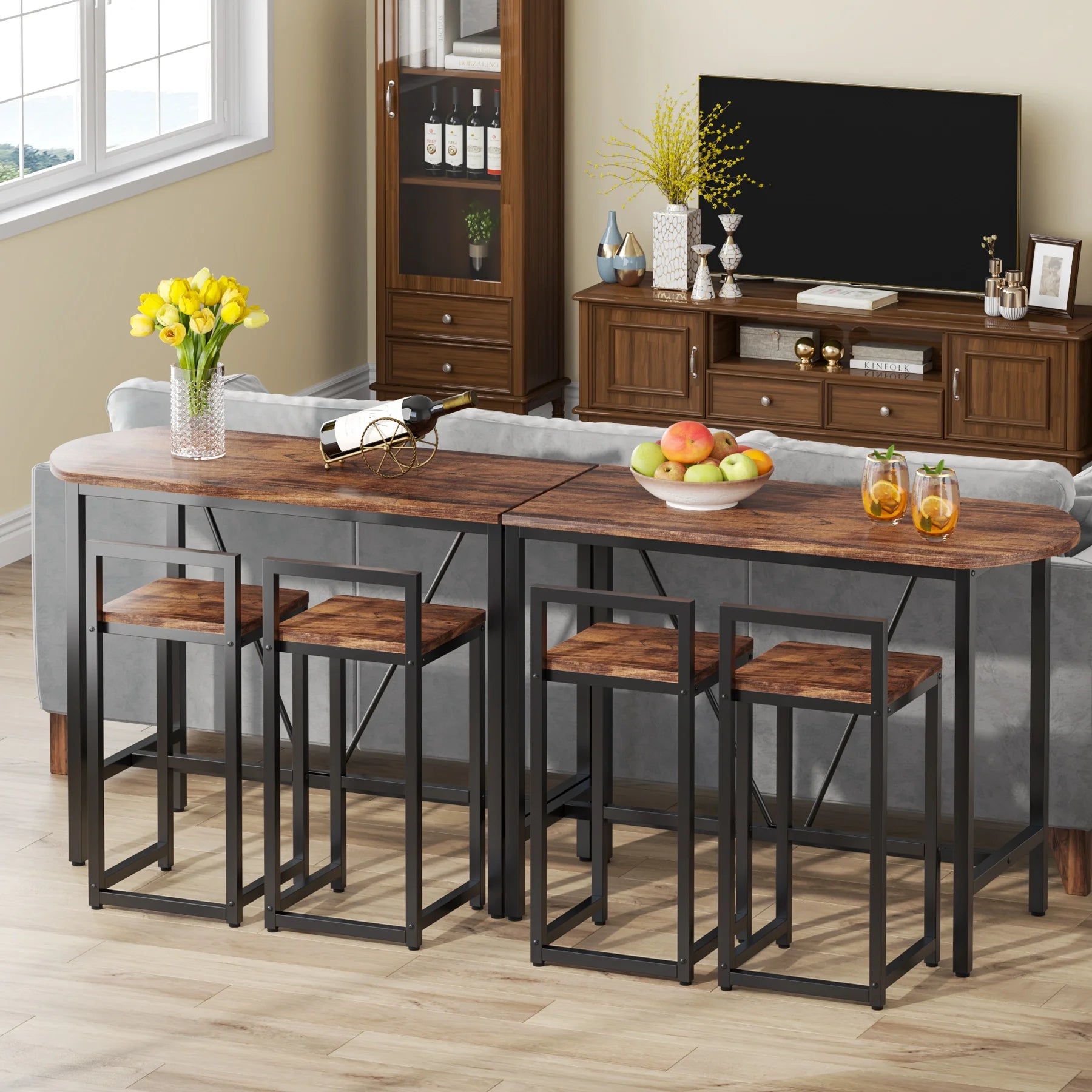 3-Piece Bar Table Set, 39.4 Marble White J9377
