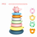 7 Rings Stacking Rings Soft Toys Baby Blocks Teething Learning Stacker C477