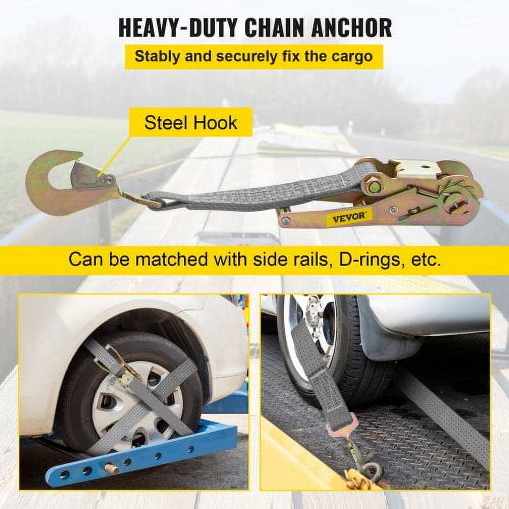 Heavy Duty Ratchet Straps with Snap Hooks, 4000 lbs Working Load B595421