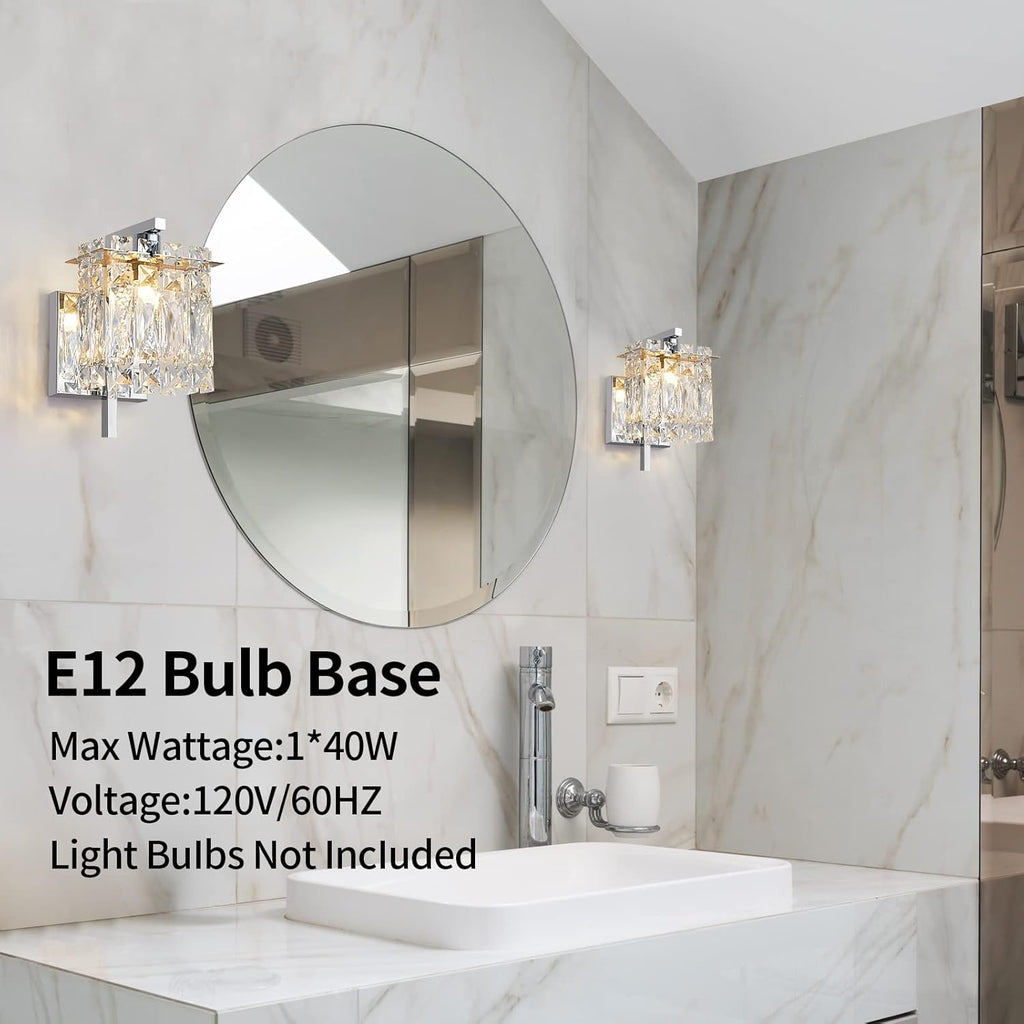 Crystal Wall Lamp, Chrome, E12 Base x2 M724163