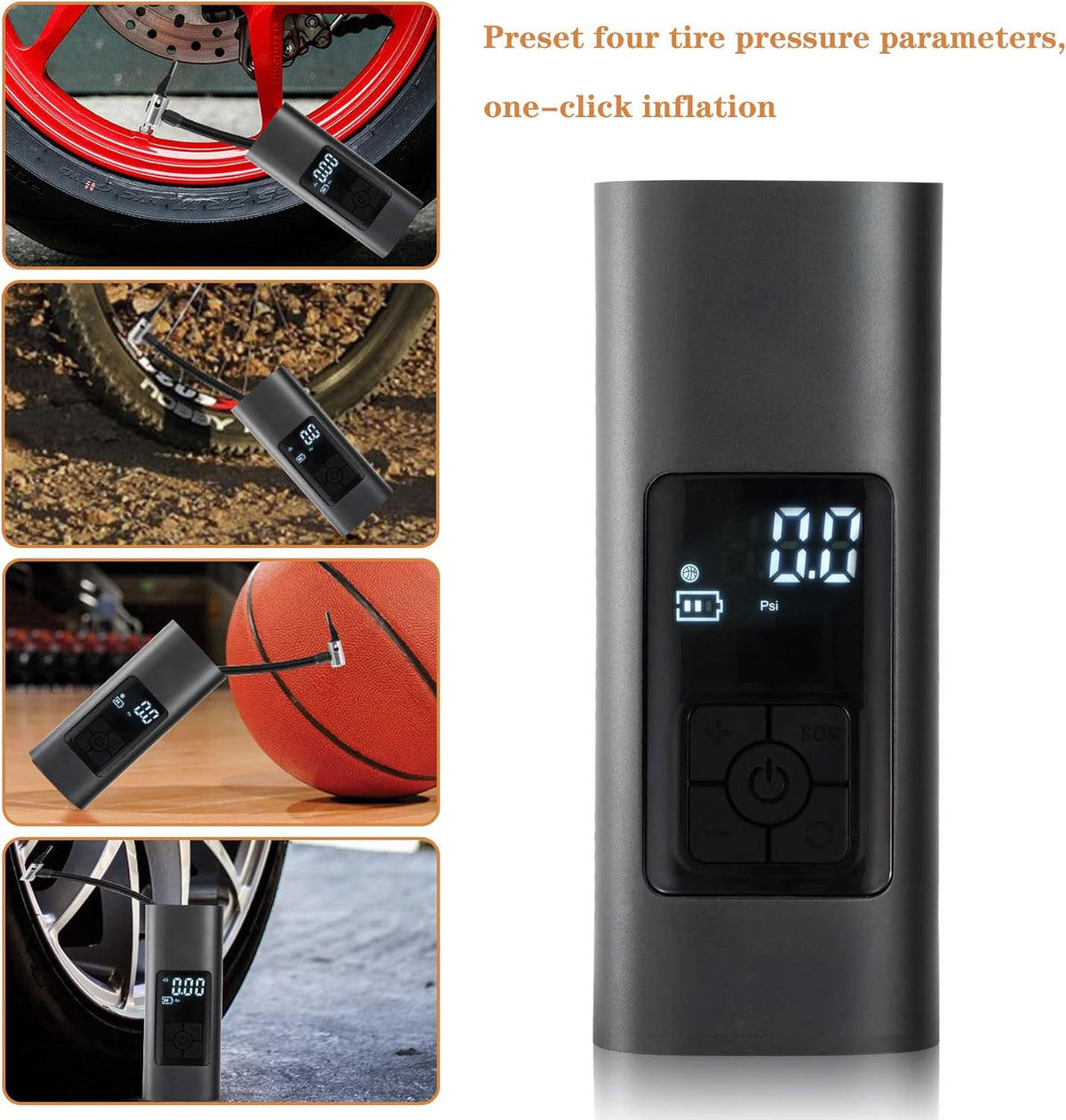 150PSI Portable Wireless Tire Air Inflator with 6000mAh Rechargeable Battery, Pack of 2 M189