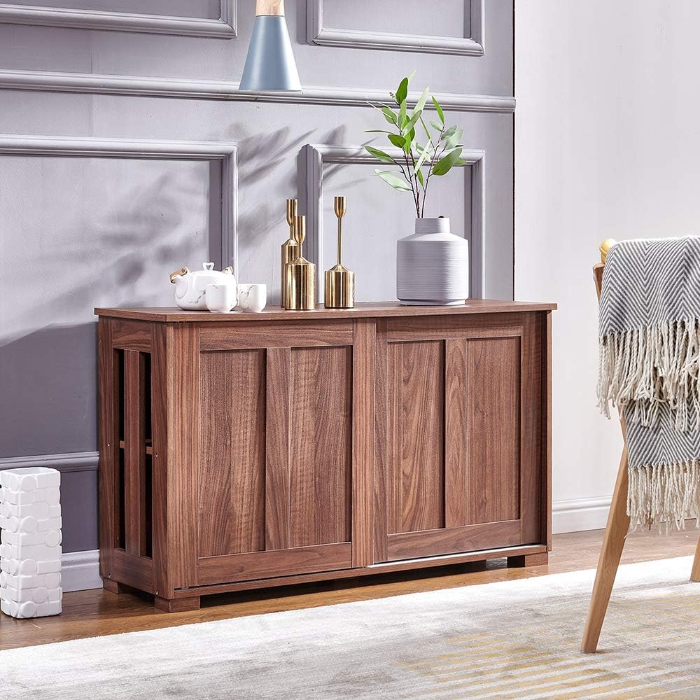 Warm White Kitchen Storage Sideboard with Sliding Door A449800