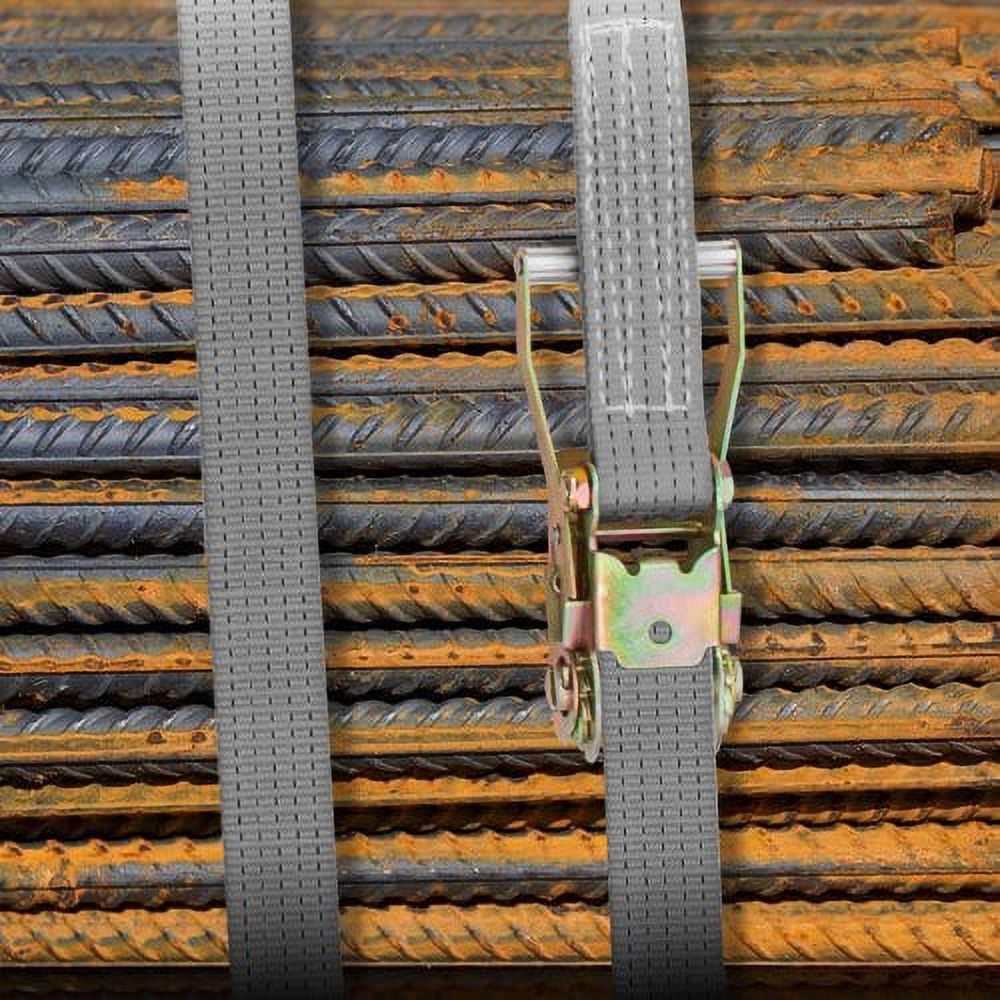 Heavy Duty Ratchet Straps with Snap Hooks, 4000 lbs Working Load B595421