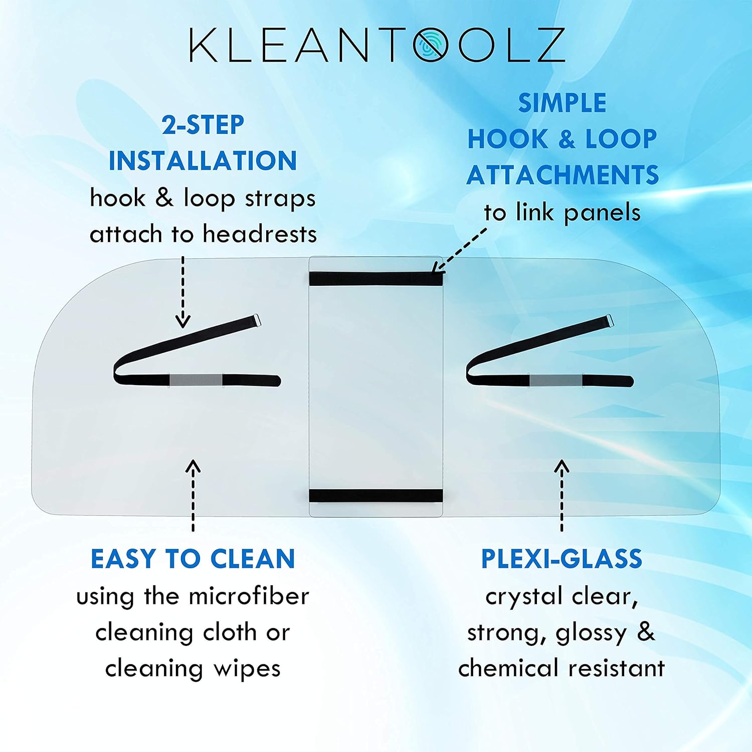 Adjustable Plexiglass Car Sneeze Guard Barrier with Microfiber Cloth W56216