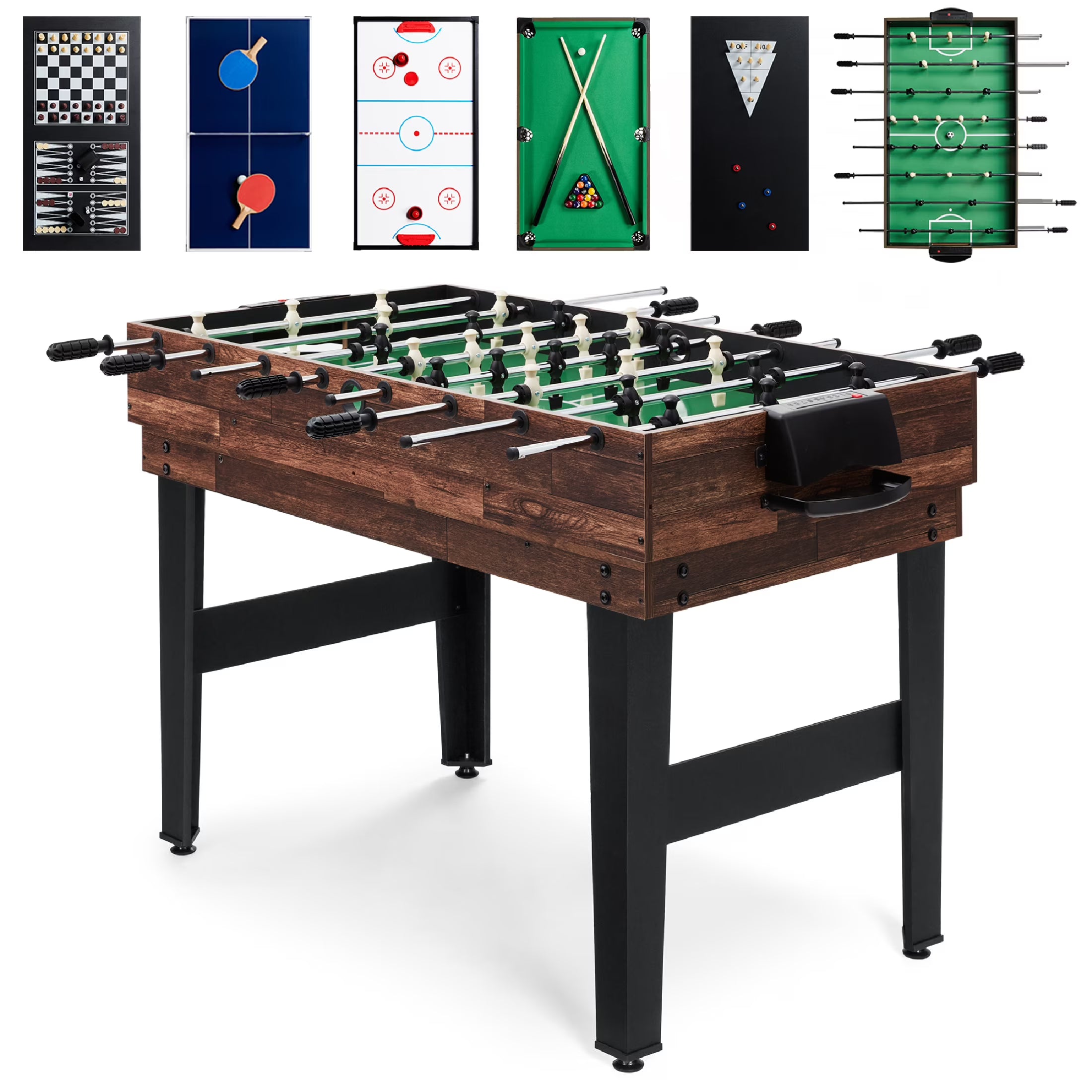 10-in-1 Combo Game Table Set with Hockey, Foosball, Pool, Shuffleboard, Ping Pong S676