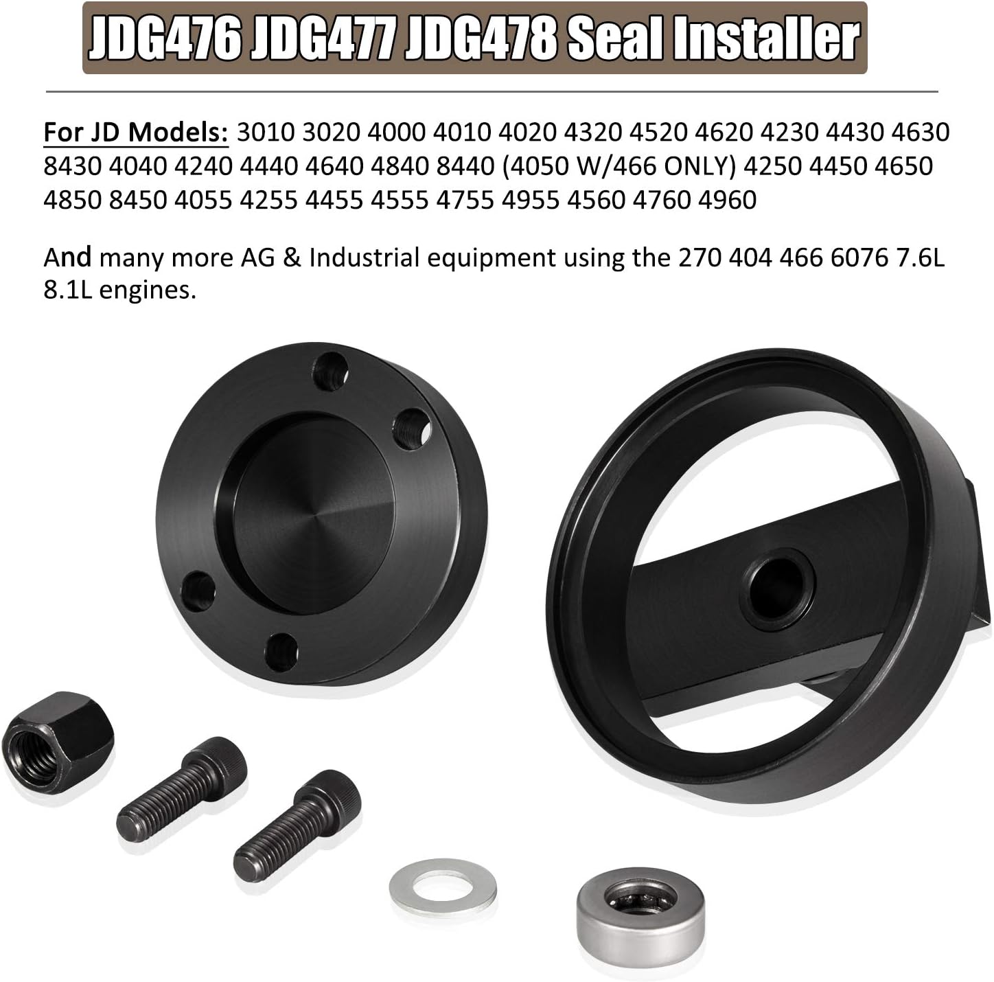 Crankshaft Rear Main Seal Installer for John Deere 4045, 6076, 6081 and 6466 Engines V270535
