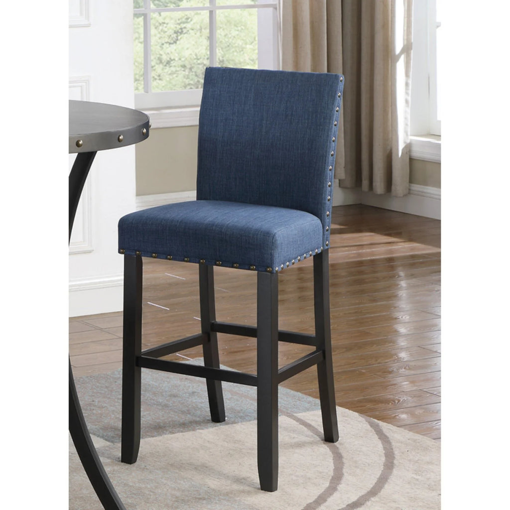 Gray Fabric Bar Stool with Nailhead Trim (Set of 2) D464