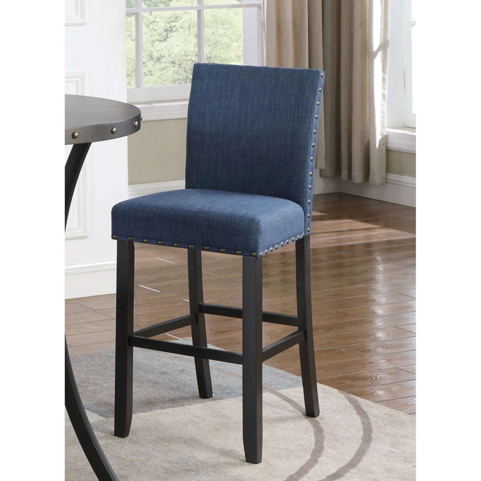 Gray Fabric Bar Stool with Nailhead Trim (Set of 2) D464