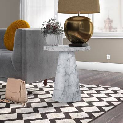 White Pedestal End Table K280256