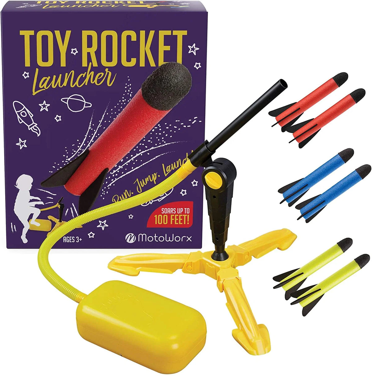6 Colorful Foam Rockets Toy Rocket Launcher with Sturdy Launcher Stand W307699