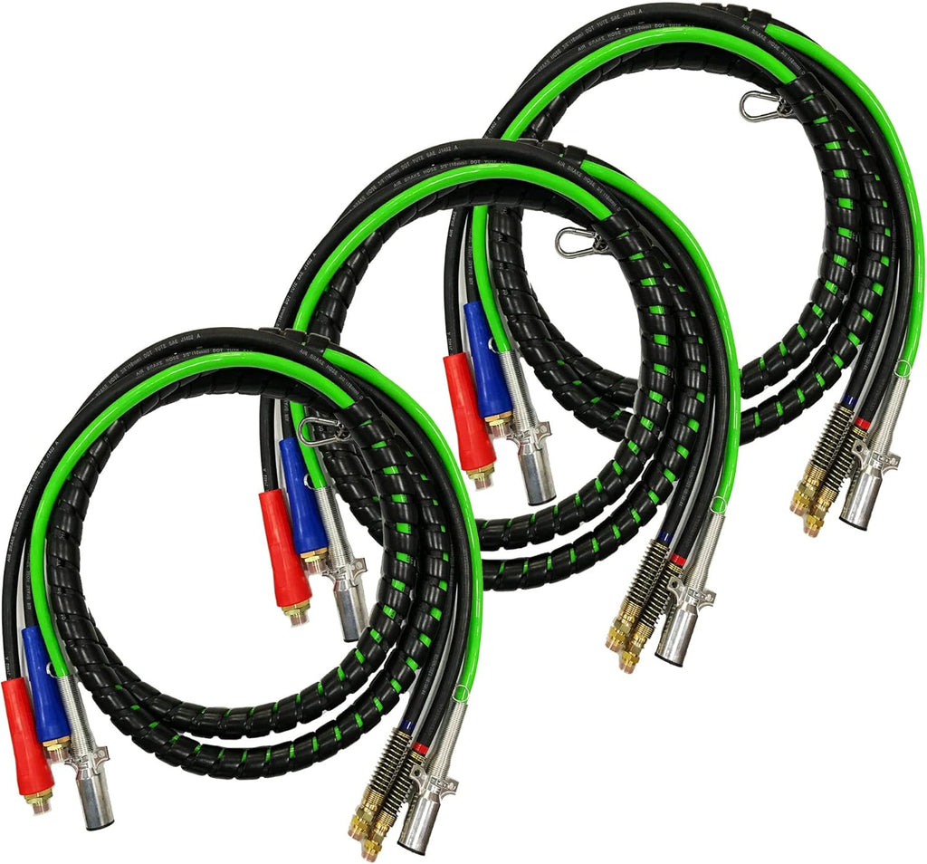 12Ft 3 in 1 ABS & Air Power Line Hose Wrap 7 Way Electrical Cable Assembly with Handle Grip C9114
