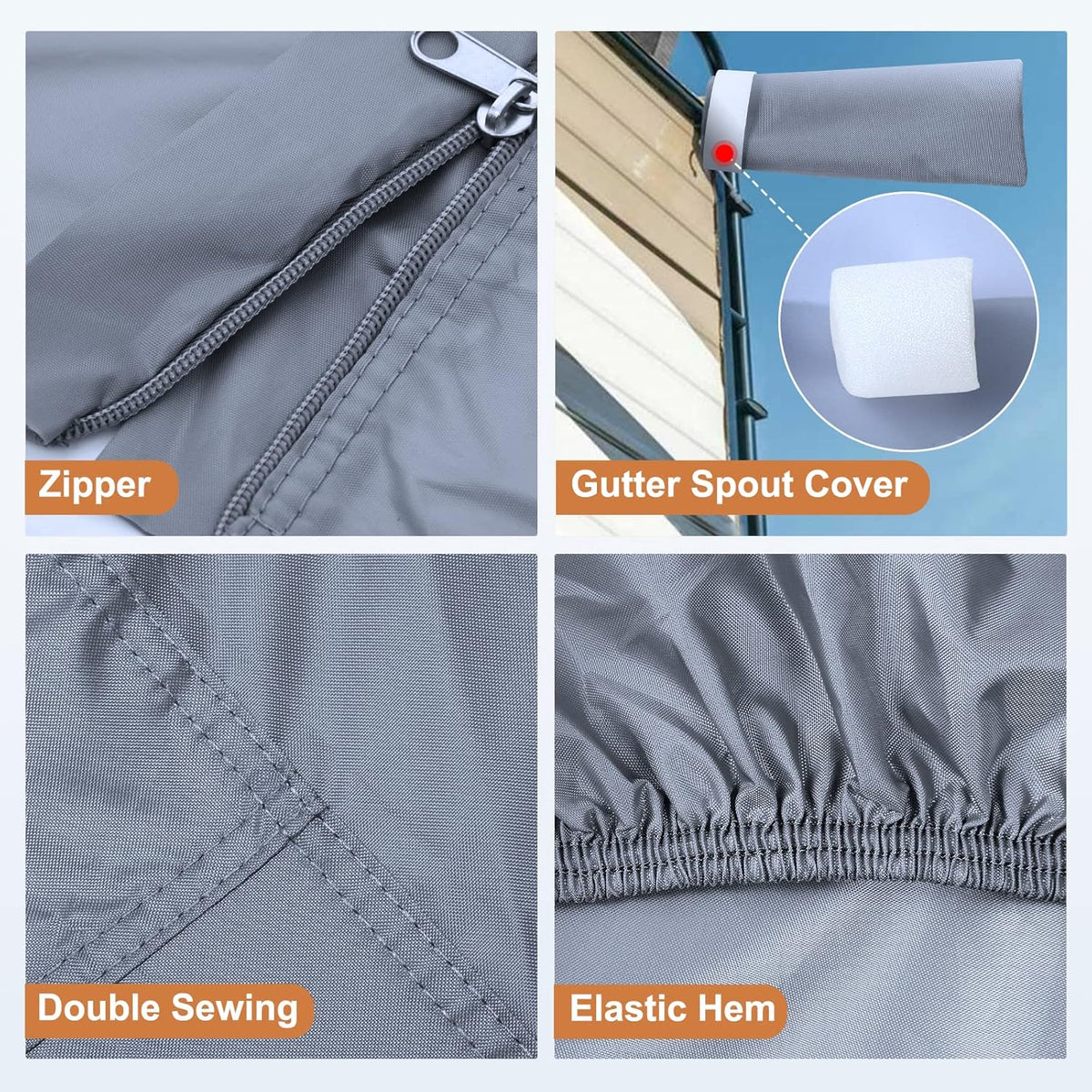 Windproof Waterproof Class C RV Cover for 26’-29’ Motorhome with 2Pcs Extra Long Straps & Gutter Covers L303770