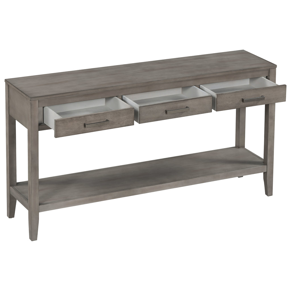 59.1" Long Console Table with 3 Drawers and Storage Shelf A866236