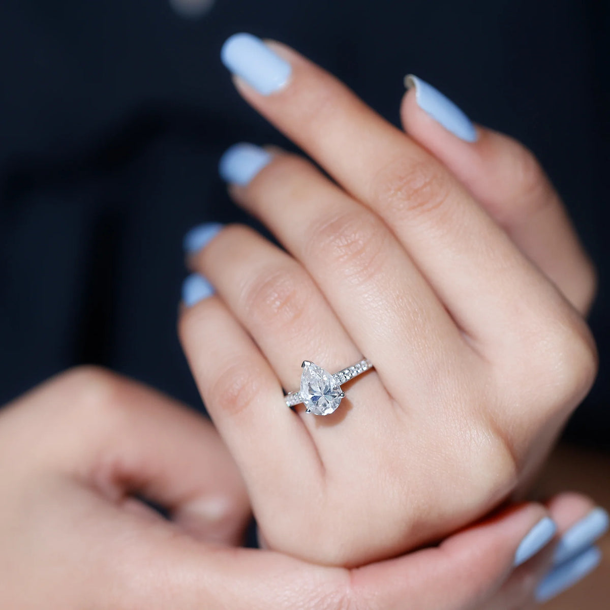 2.75 CT Pear Cut Moissanite Solitaire Engagement Ring, 925 Sterling Silver M484370