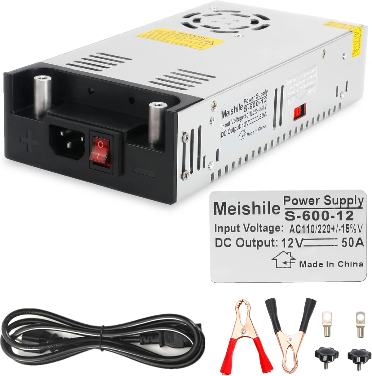 DC 12V 50A 600W Switching Power Supply, Pack of 2 V389