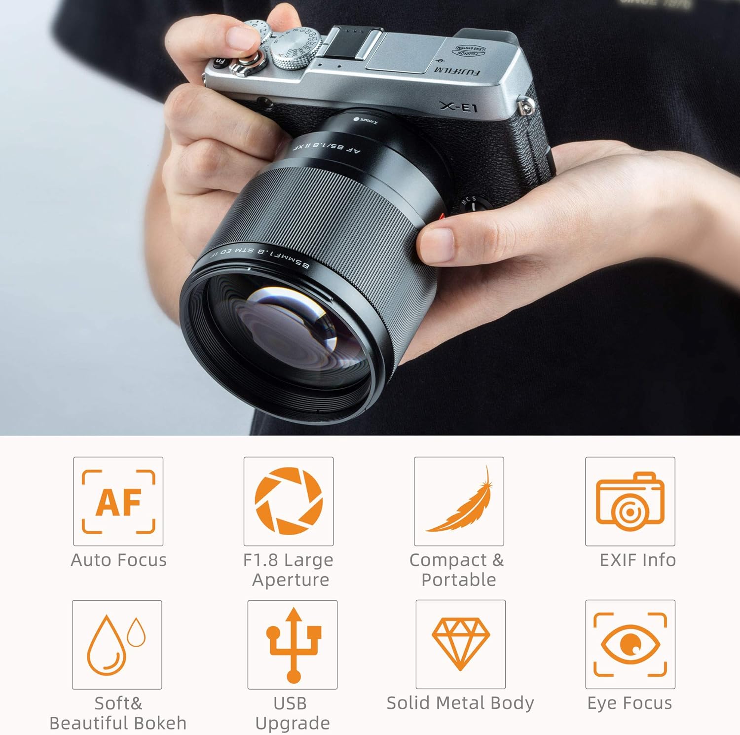 85mm f1.8 Mark II AF Portrait Fixed Focus Lens for Fuji X Mount Camera N109