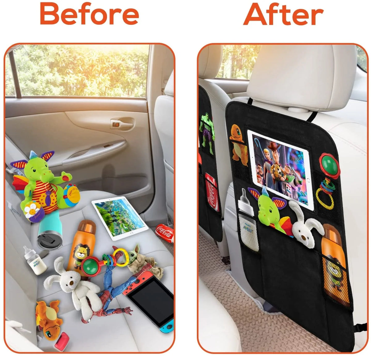 Black 2 Pack X-Large Backseat Car Organizer with 5 Pockets X6376