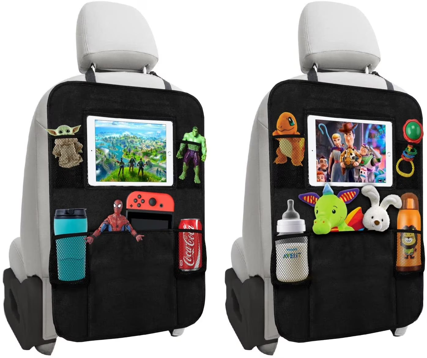 Black 2 Pack X-Large Backseat Car Organizer with 5 Pockets X6376