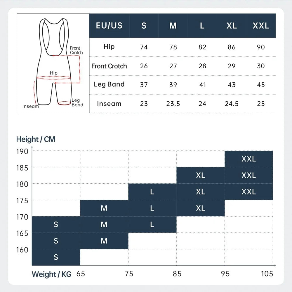 Men Cycling Bib Shorts Lycra Chamois Gel Pad S877965