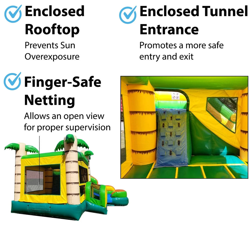 Tropical Inflatable Water Slide Bounce House Combo with Blower D382910